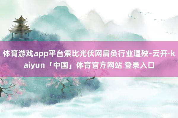 体育游戏app平台索比光伏网肩负行业遭殃-云开·kaiyun「中国」体育官方网站 登录入口